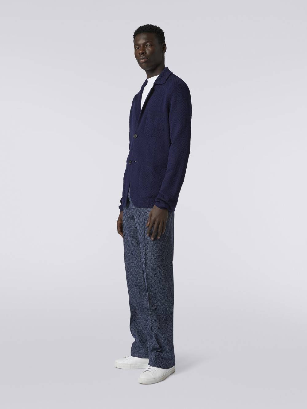 M Missoni Pantaloni dritti in maglia di cotone chevron In Linea