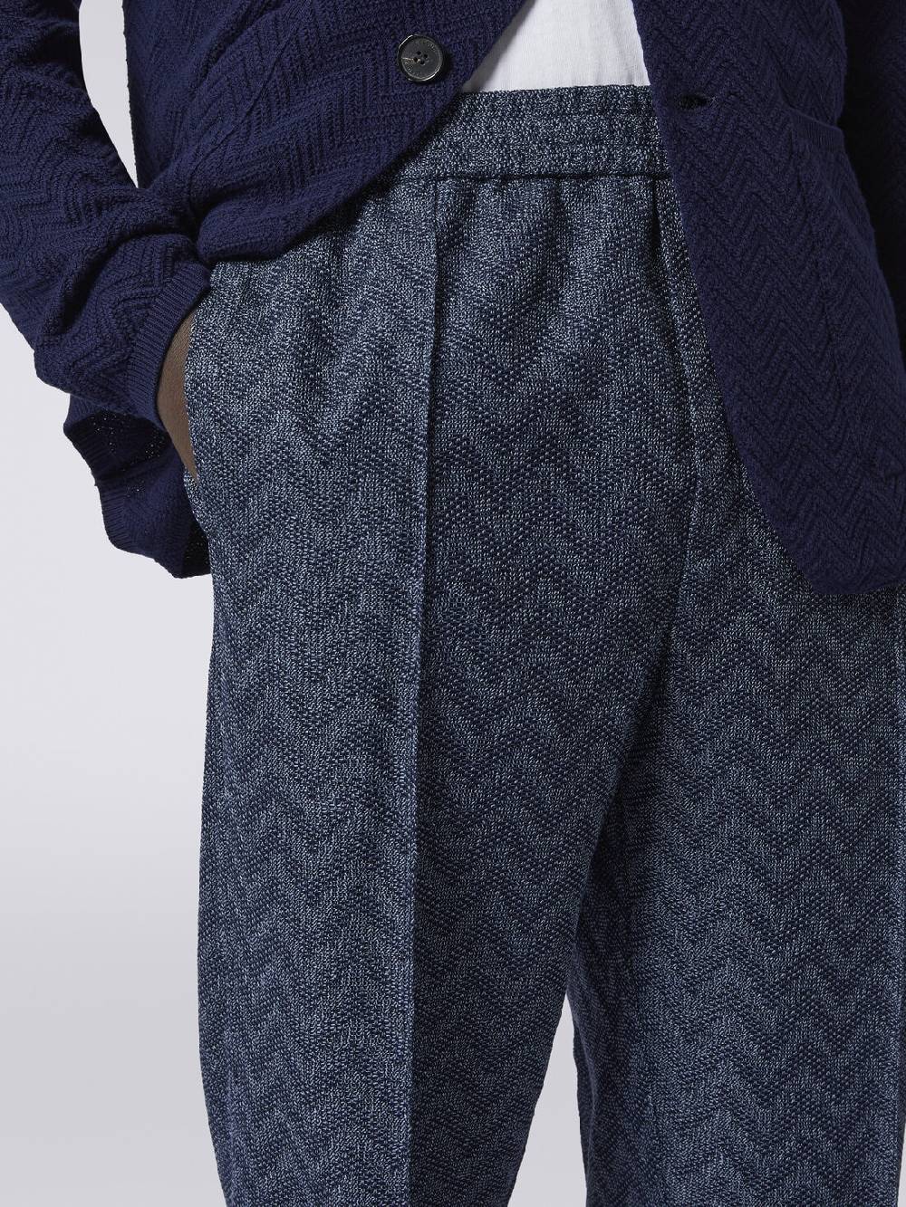 M Missoni Pantaloni dritti in maglia di cotone chevron In Linea