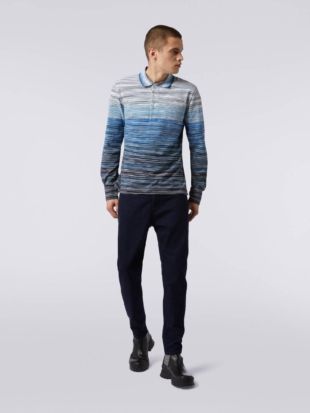 M Missoni Polo a maniche lunghe in piquet di cotone fiammato Nuovo