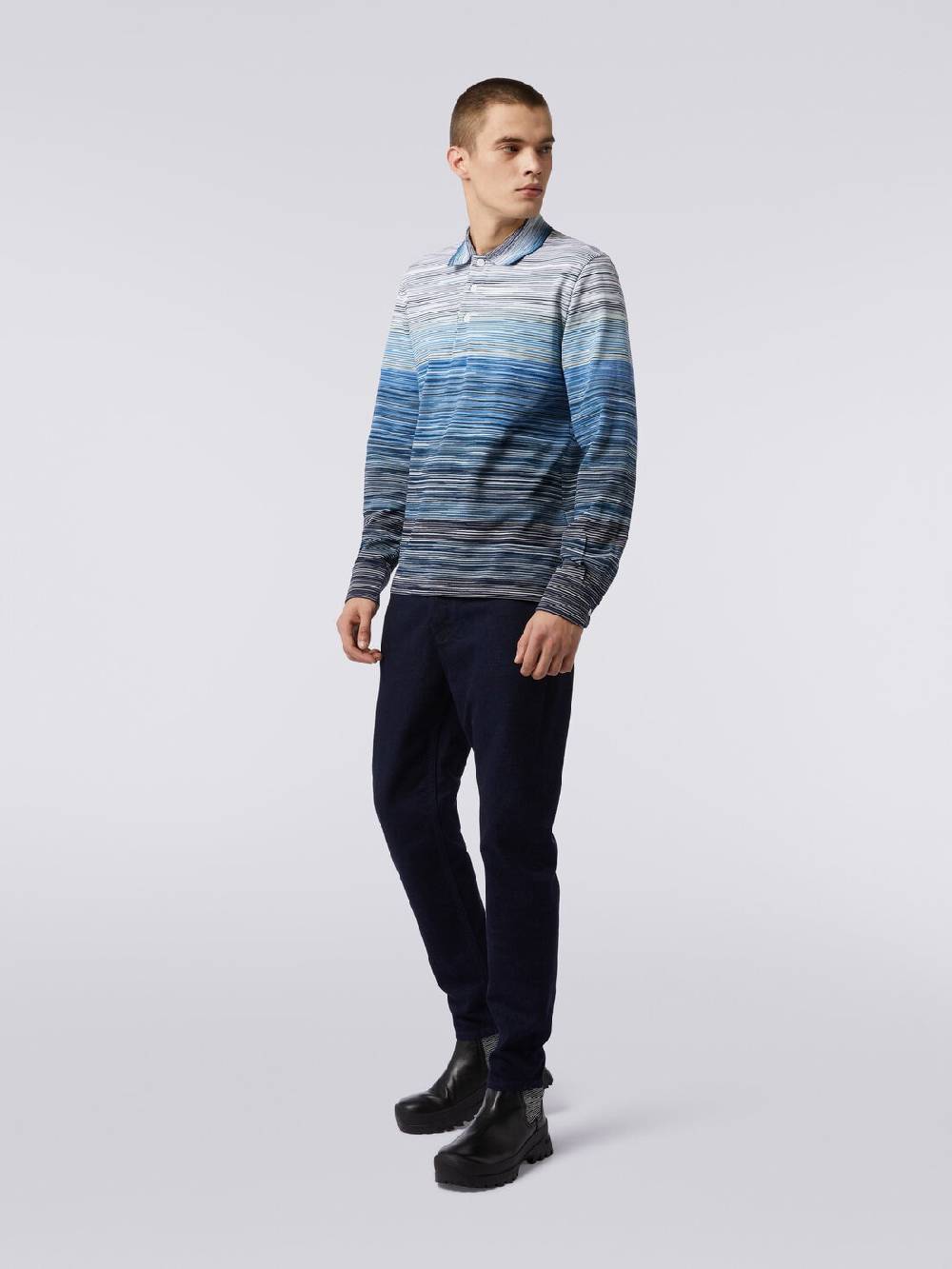 M Missoni Polo a maniche lunghe in piquet di cotone fiammato Nuovo