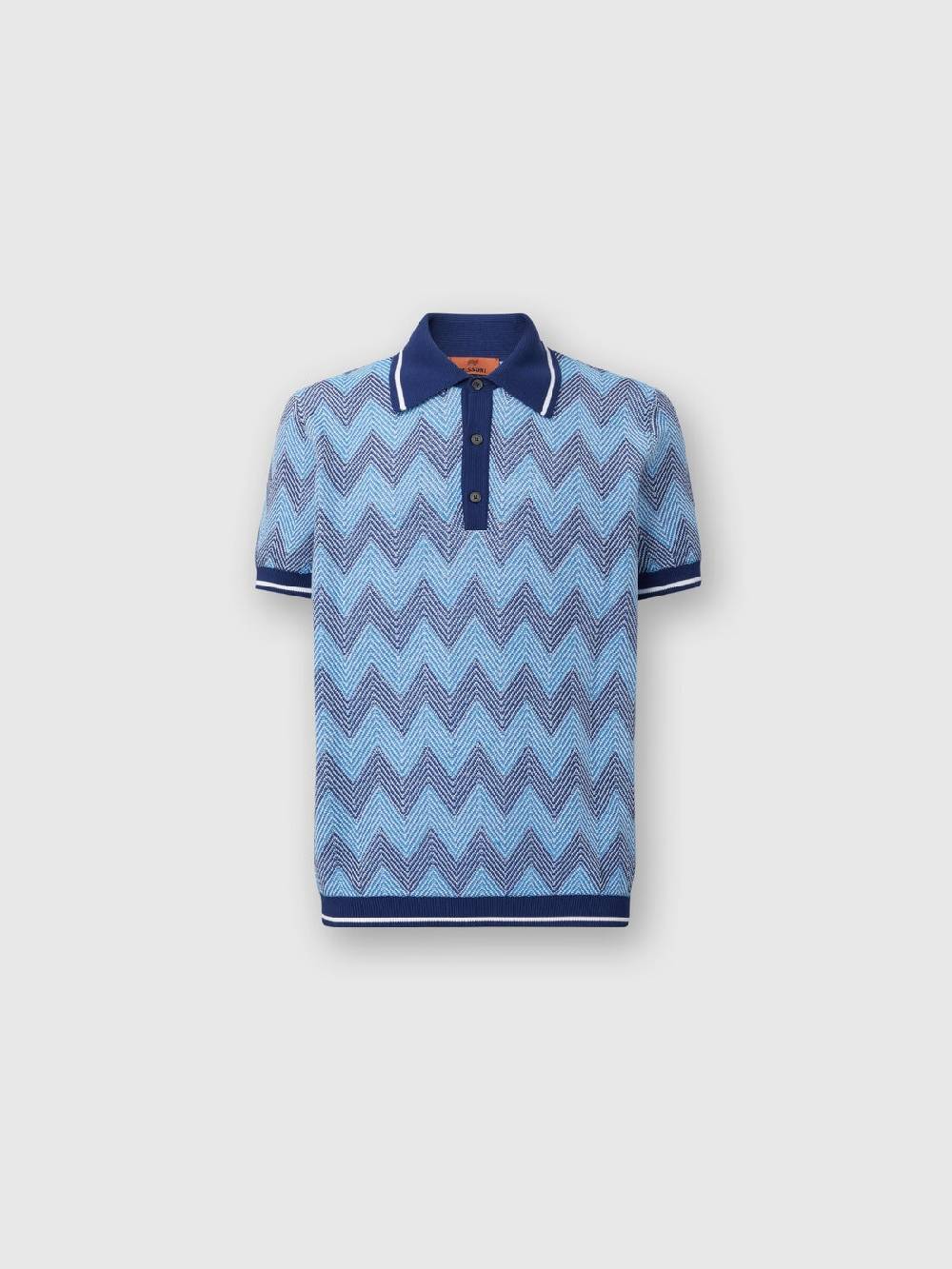 M Missoni Polo a maniche corte in cotone zig zag con profili a contrasto Qualità