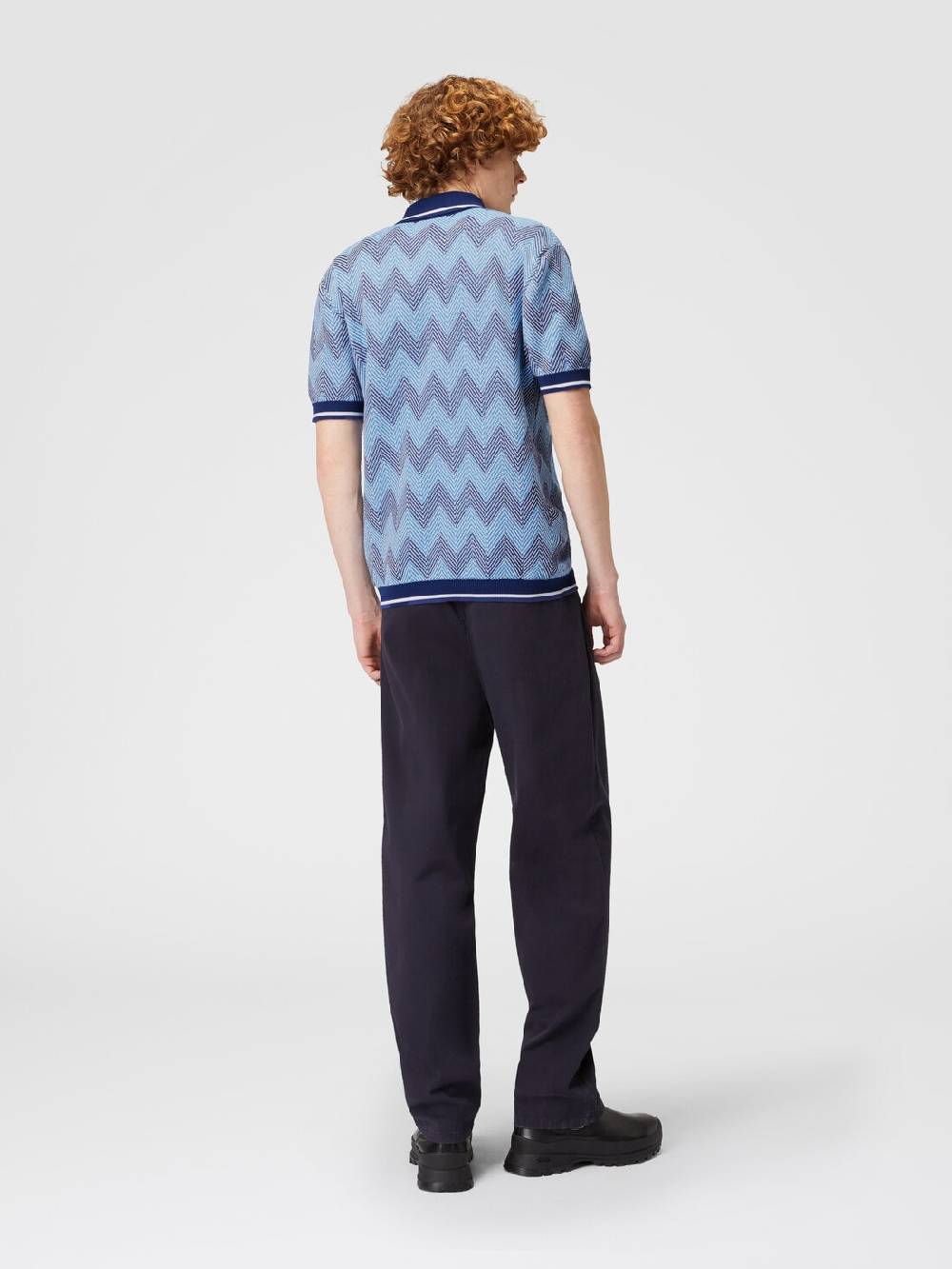 M Missoni Polo a maniche corte in cotone zig zag con profili a contrasto Qualità