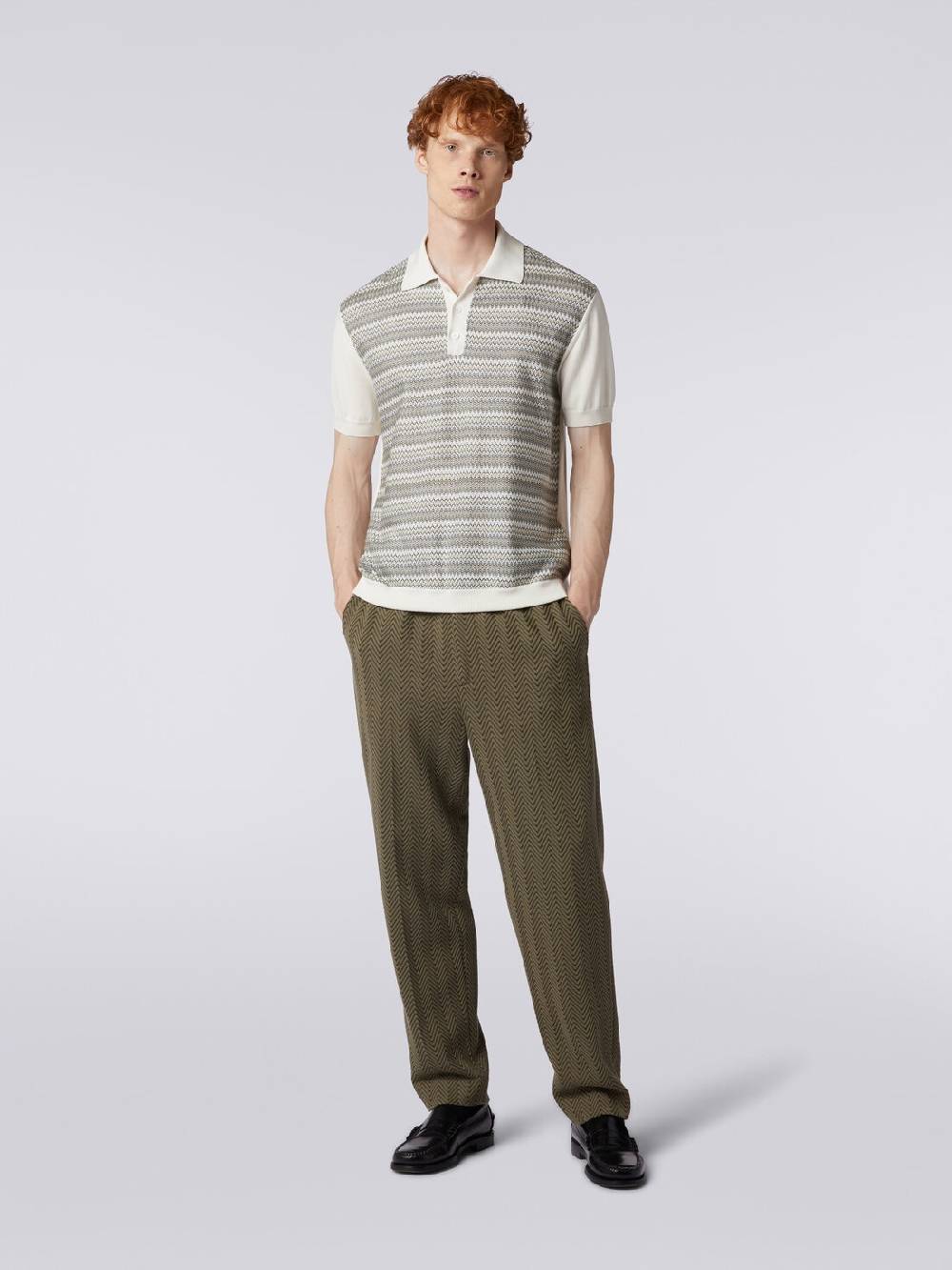M Missoni Polo a maniche corte zig zag con profili a contrasto Soddisfazione Garantita