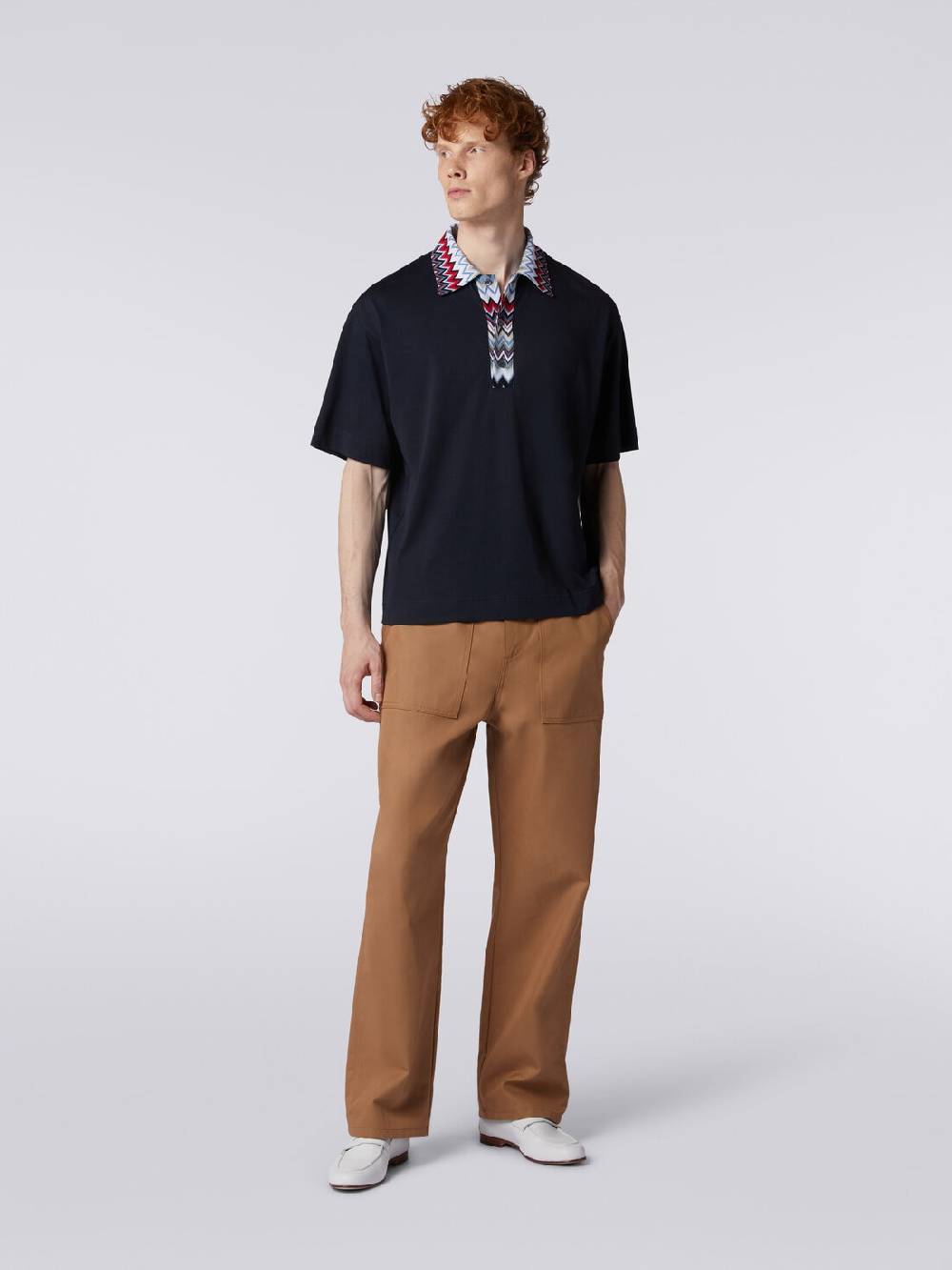 M Missoni Polo a maniche corte in cotone con inserti zig zag Qualità Garantita