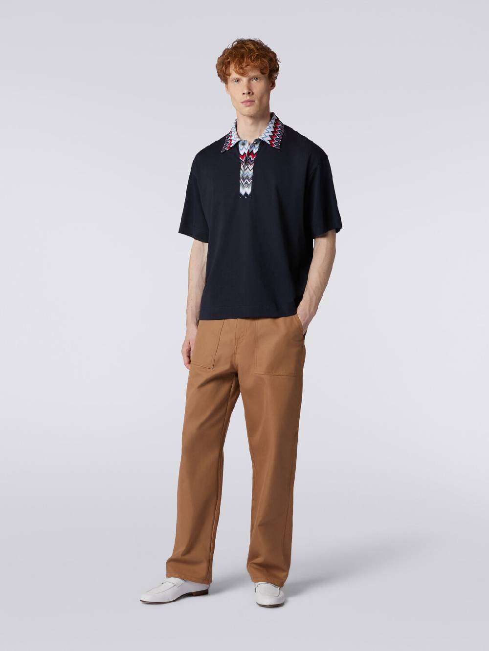 M Missoni Polo a maniche corte in cotone con inserti zig zag Qualità Garantita