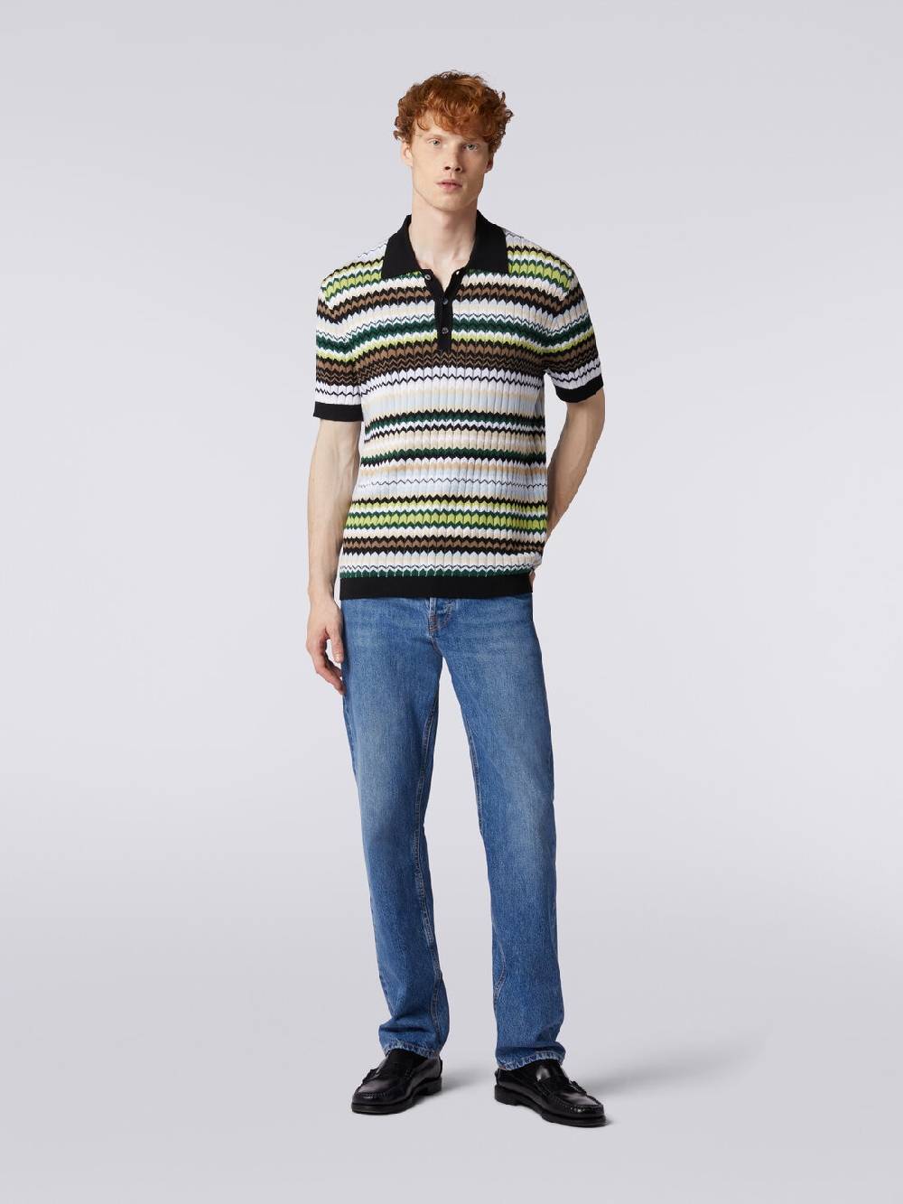 M Missoni Polo a maniche corte in maglia di cotone zig zag Negozi Online