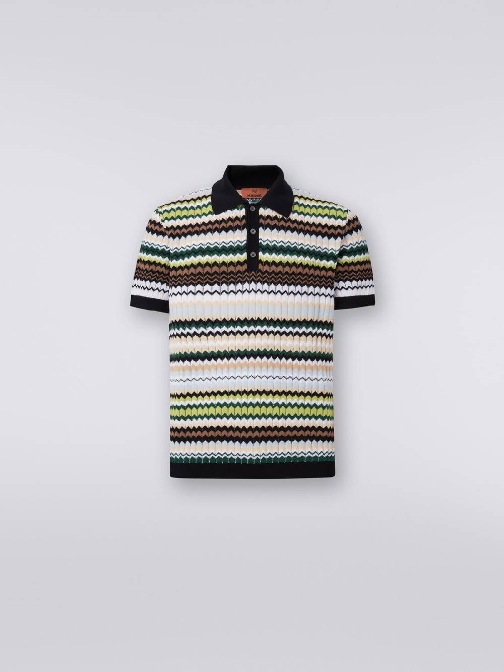 M Missoni Polo a maniche corte in maglia di cotone zig zag Negozi Online