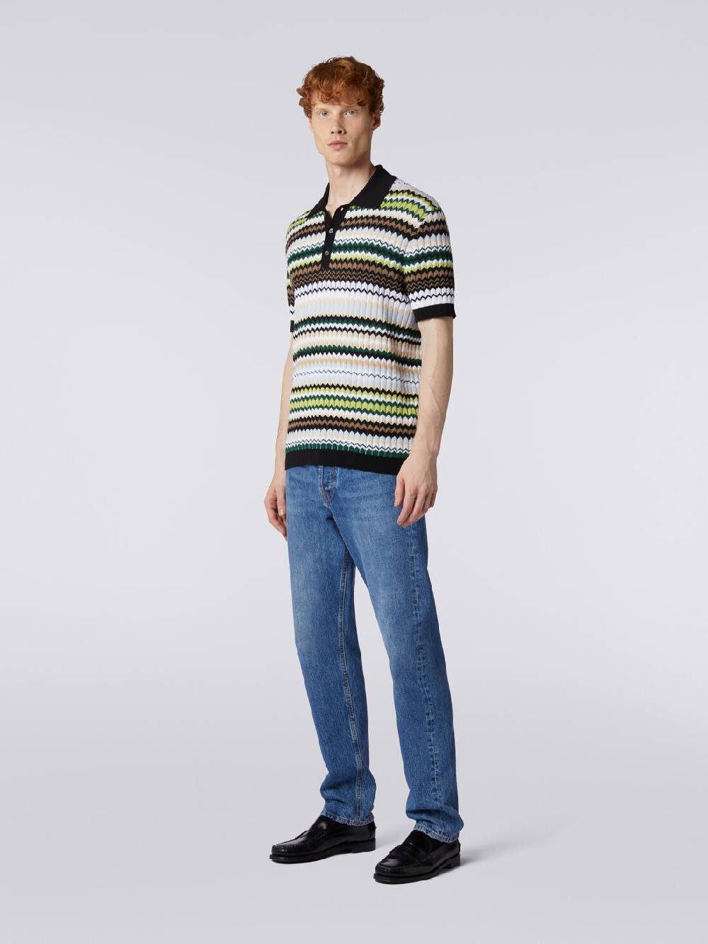M Missoni Polo a maniche corte in maglia di cotone zig zag Negozi Online