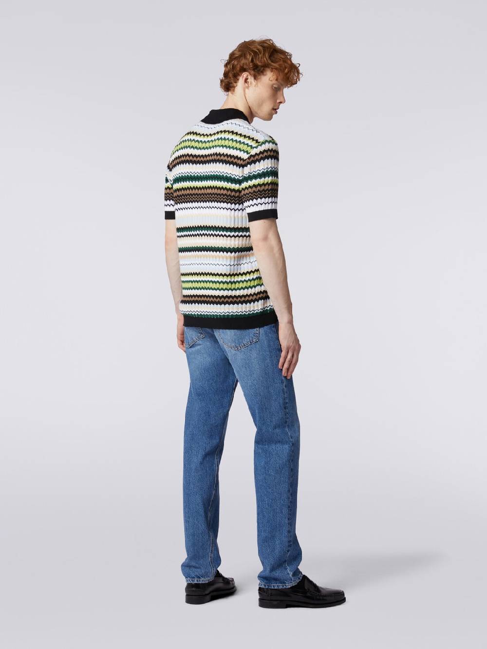 M Missoni Polo a maniche corte in maglia di cotone zig zag Negozi Online