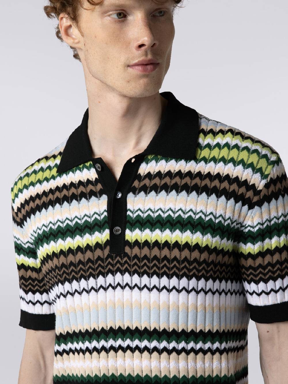 M Missoni Polo a maniche corte in maglia di cotone zig zag Negozi Online