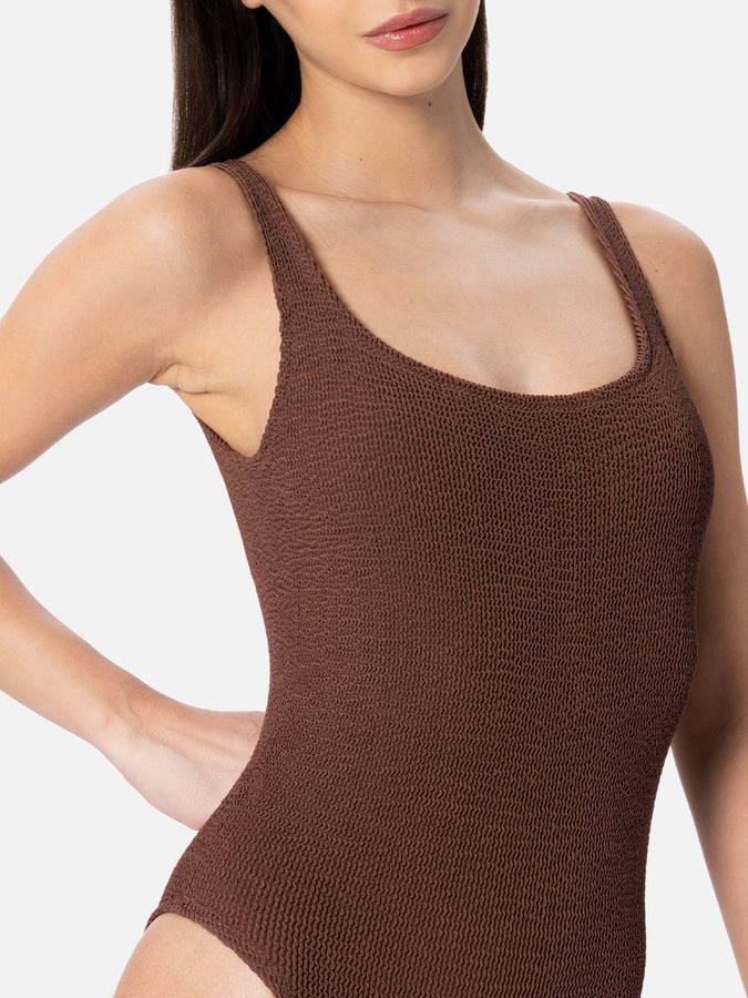 Mc2 Saint Barth Costume intero da donna marrone crinkle Lora Negozio