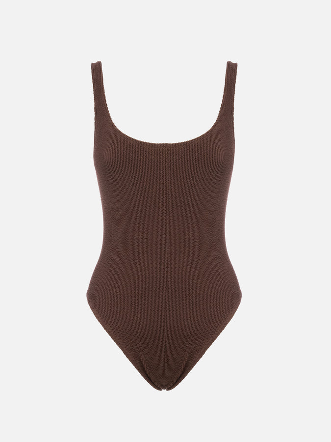 Mc2 Saint Barth Costume intero da donna marrone crinkle Lora Negozio