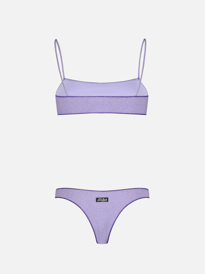 Mc2 Saint Barth Bikini da donna a bralette lilla lurex Sadie Naomi Grande vendita