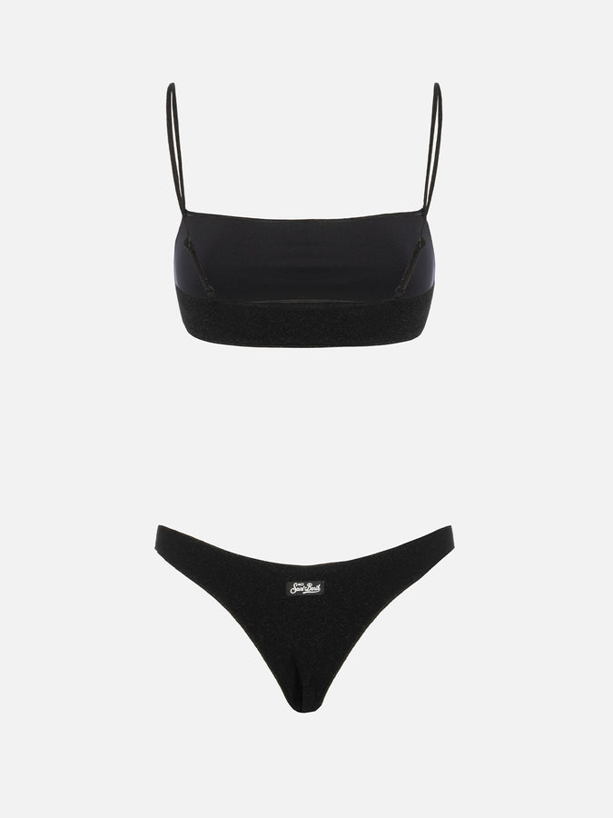 Mc2 Saint Barth Bikini da donna a bralette nero in lurex Sadie Naomi Offerta Pasqua