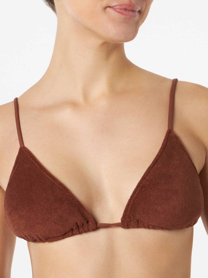 Mc2 Saint Barth Bikini da donna a triangolo in spugna marrone Outlet