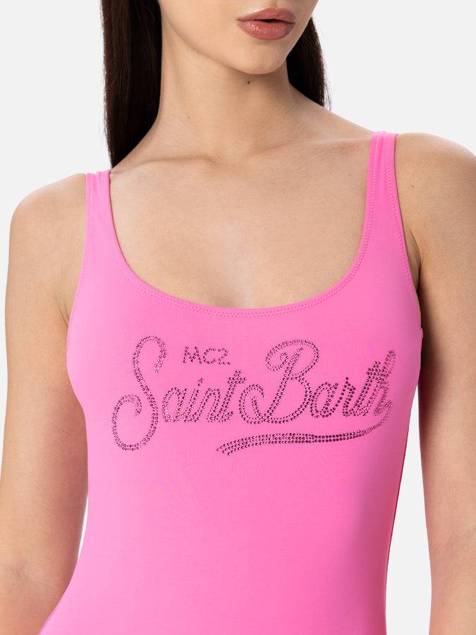 Mc2 Saint Barth Costume intero da donna Lora con schiena scoperta e strass Prezzo di fabbrica