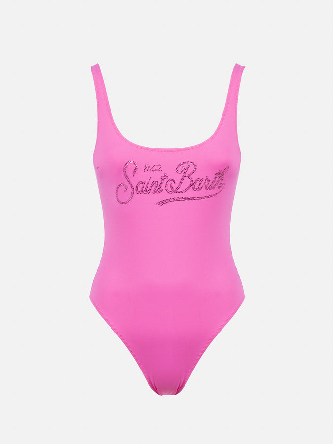 Mc2 Saint Barth Costume intero da donna Lora con schiena scoperta e strass Prezzo di fabbrica