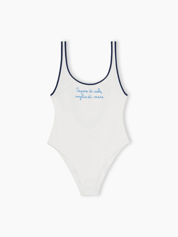 Mc2 Saint Barth Woman scoopback one-piece swimsuit with Voglia di amare embroidery | @serepocaiontas SPECIAL EDITION Italy