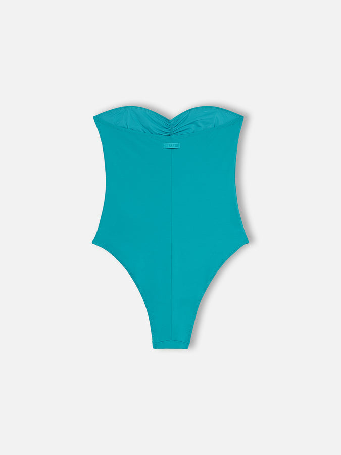 Mc2 Saint Barth Women teal green strapless one piece swimsuit Soleil In Linea