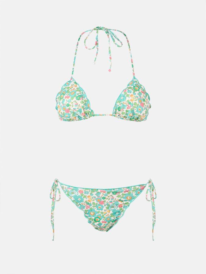 Mc2 Saint Barth Bikini classico triangolo donna Betsy Sagittarius Miami | REALIZZATO CON TESSUTO LIBERTY Presa