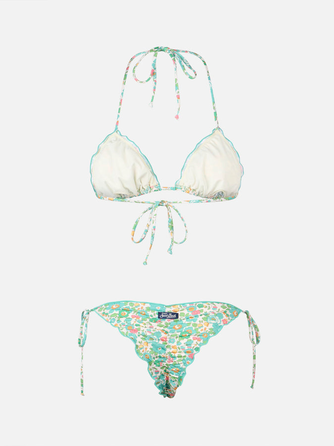 Mc2 Saint Barth Bikini classico triangolo donna Betsy Sagittarius Miami | REALIZZATO CON TESSUTO LIBERTY Presa