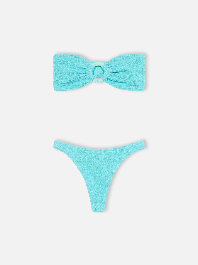 Mc2 Saint Barth Bikini donna a fascia verde acqua stropicciato Yulia Naomi Offerte