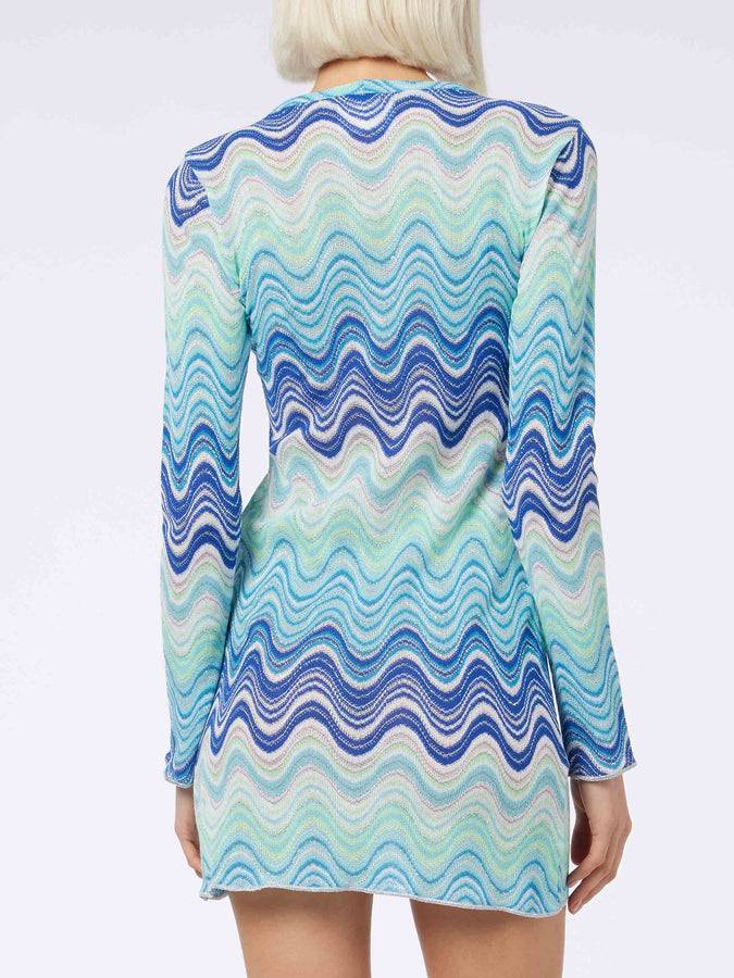 Mc2 Saint Barth Abito corto da donna azzurro in maglia raschel Imany Moda