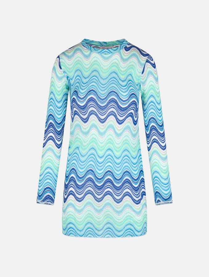 Mc2 Saint Barth Abito corto da donna azzurro in maglia raschel Imany Moda