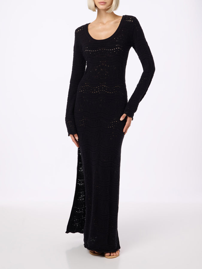 Mc2 Saint Barth Black woman cotton knit midi dress Mc2 Saint Barth Black woman cotton knit midi dress