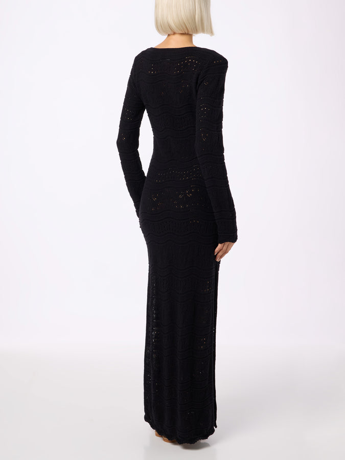 Mc2 Saint Barth Black woman cotton knit midi dress Spedizione gratuita