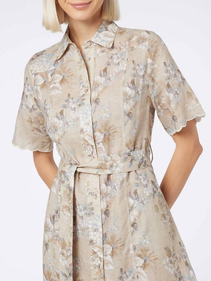 Mc2 Saint Barth Abito da donna in lino a fiori Hermione Comprare a buon mercato