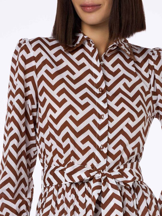 Mc2 Saint Barth Zigazag print woman cotton dress Jensen Grande vendita