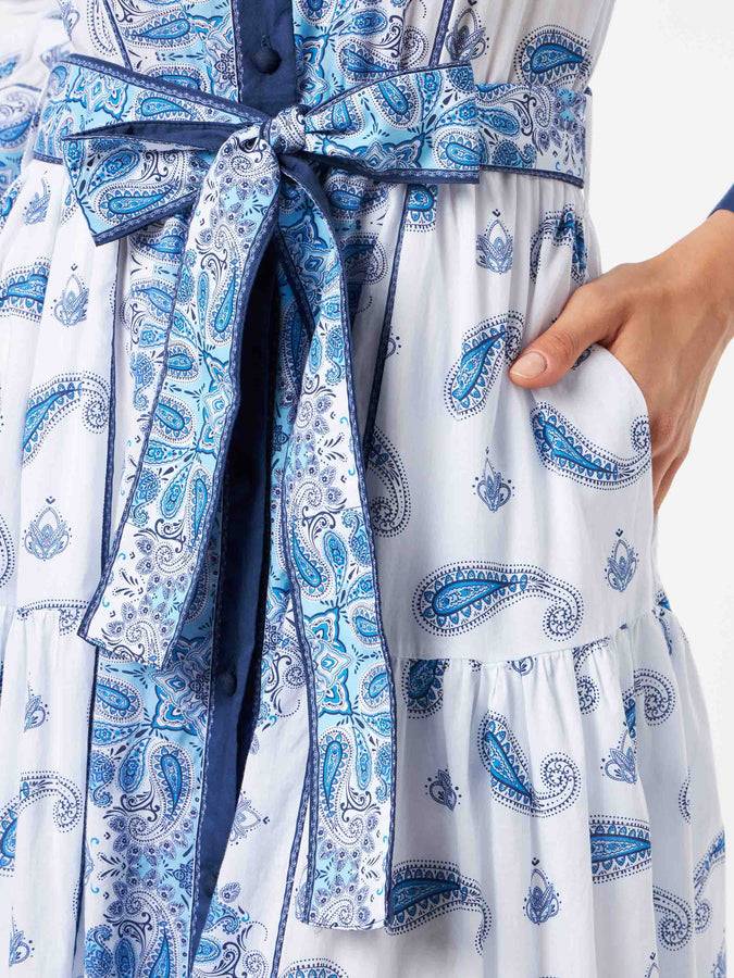 Mc2 Saint Barth Woman long dress Jensen with paisley print Shopping online