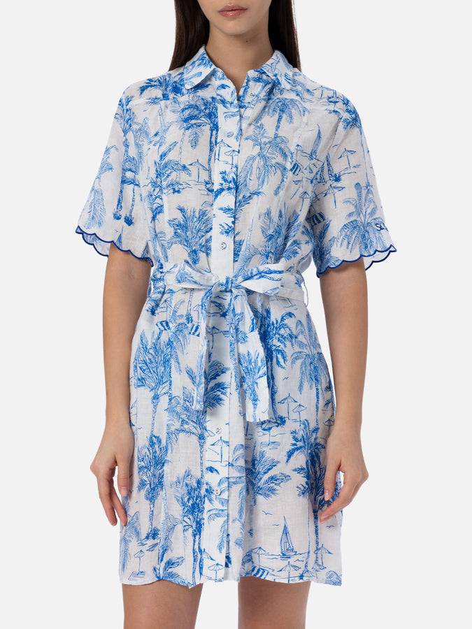 Mc2 Saint Barth Woman flower linen dress Hermione Mc2 Saint Barth Woman flower linen dress Hermione