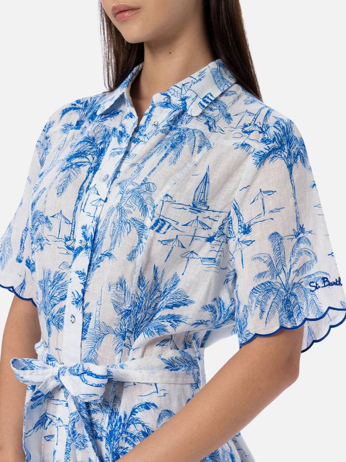 Mc2 Saint Barth Woman flower linen dress Hermione Offerta esclusiva