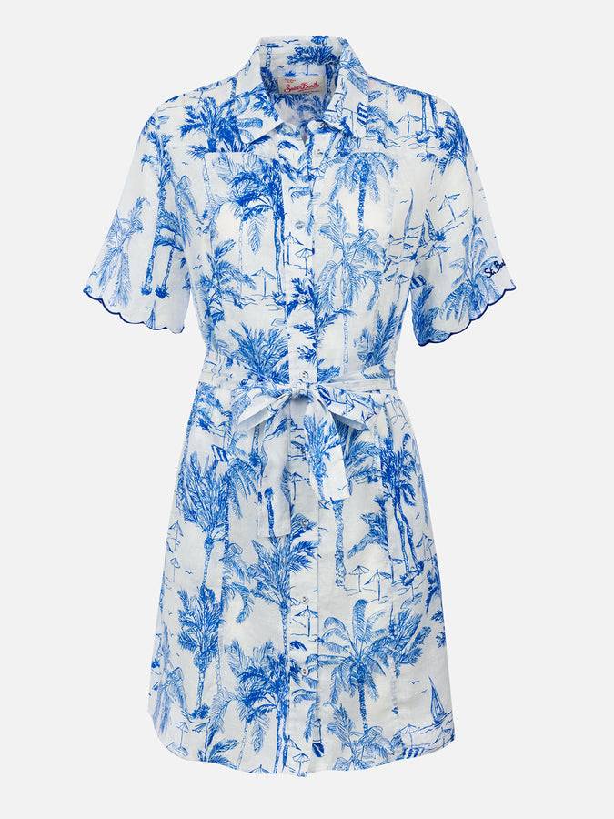 Mc2 Saint Barth Woman flower linen dress Hermione Offerta esclusiva
