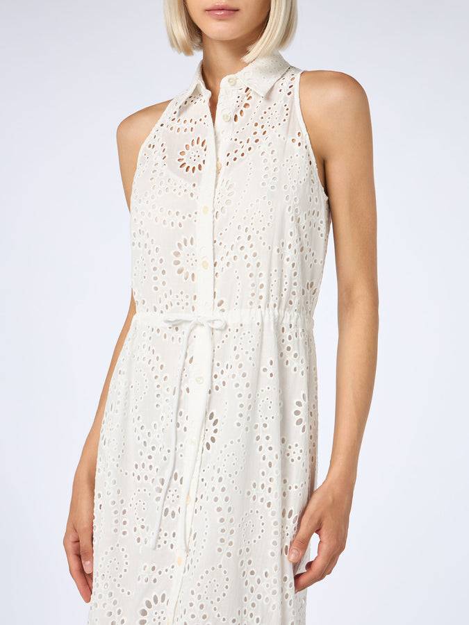 Mc2 Saint Barth Woman white Sangallo lace halterneck dress Ida Offerta per la Festa della Mamma