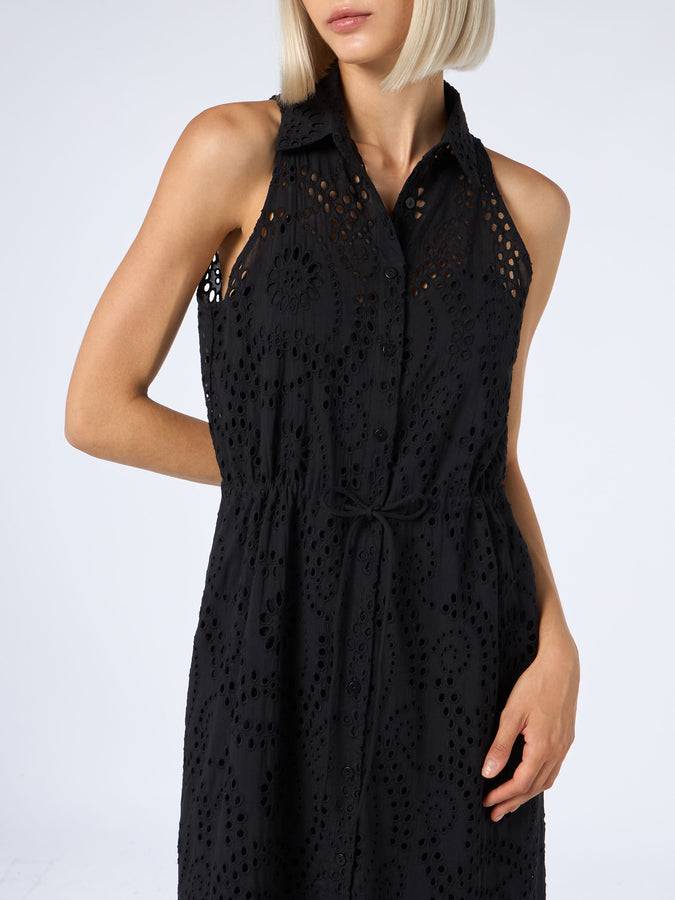 Mc2 Saint Barth Woman black Sangallo lace halterneck dress Offerta Giorno del Papà