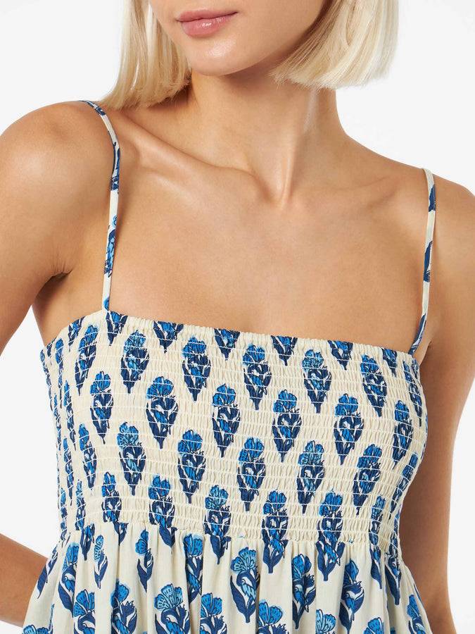 Mc2 Saint Barth Abito Jemma da donna in cotone con ricamo punto smock Offerta Anniversario