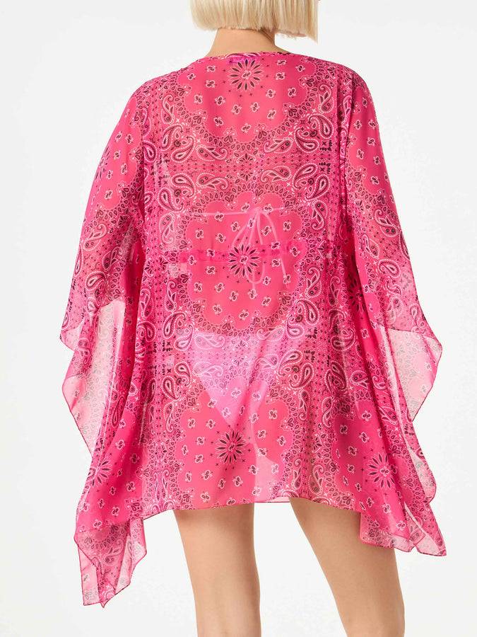 Mc2 Saint Barth Caftano rosa fluo stampa bandana Sconti VIP