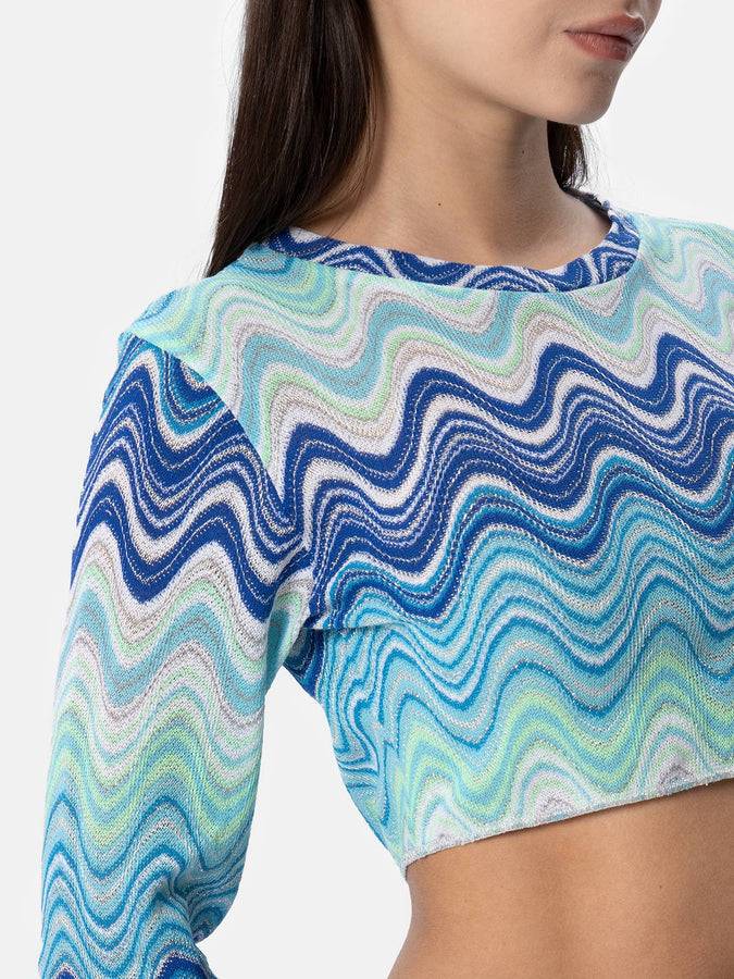 Mc2 Saint Barth T-shirt cropped Siviglia da donna in maglia raschel Ultimi tre giorni