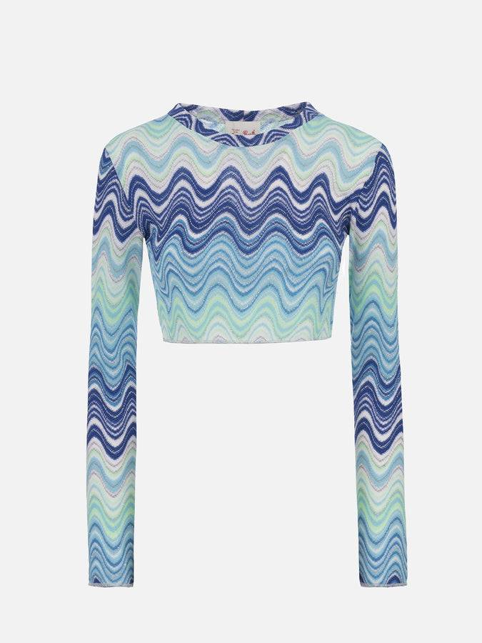 Mc2 Saint Barth T-shirt cropped Siviglia da donna in maglia raschel Ultimi tre giorni