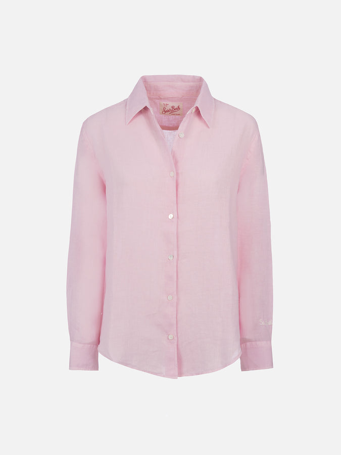 Mc2 Saint Barth Camicia classica da donna in lino rosa Meredith Fino al 60% di sconto