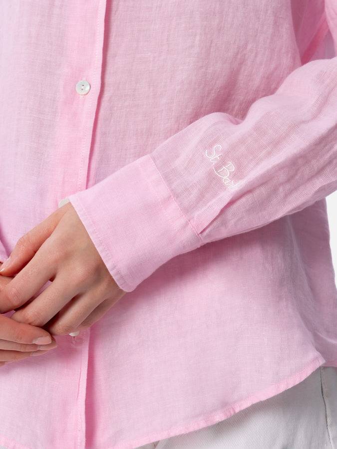 Mc2 Saint Barth Camicia classica da donna in lino rosa Meredith Fino al 60% di sconto