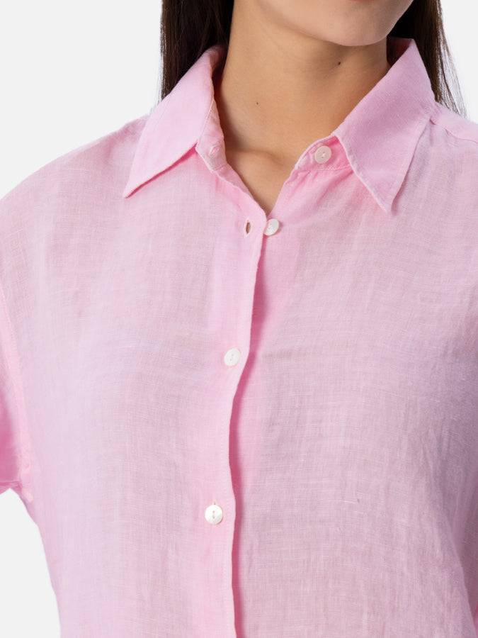 Mc2 Saint Barth Camicia classica da donna in lino rosa Meredith Fino al 60% di sconto