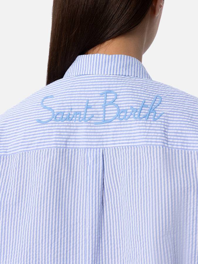 Mc2 Saint Barth Camicia da donna over in cotone seersucker Brigitte Sostegno trimestrale