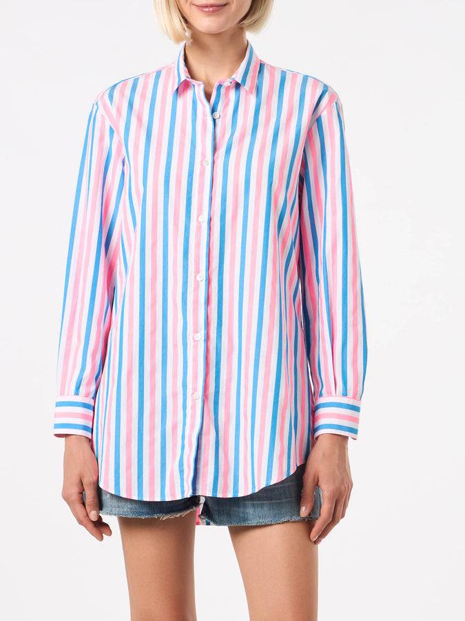 Mc2 Saint Barth Camicia in cotone a righe con ricamo Dreaming St. Barth Discount Store per i nuovi prodotti