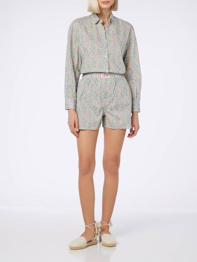 Mc2 Saint Barth Camicia over da donna in cotone con stampa Emma & Georgina Brigitte | REALIZZATO CON TESSUTO LIBERTY Solo un giorno rimasto