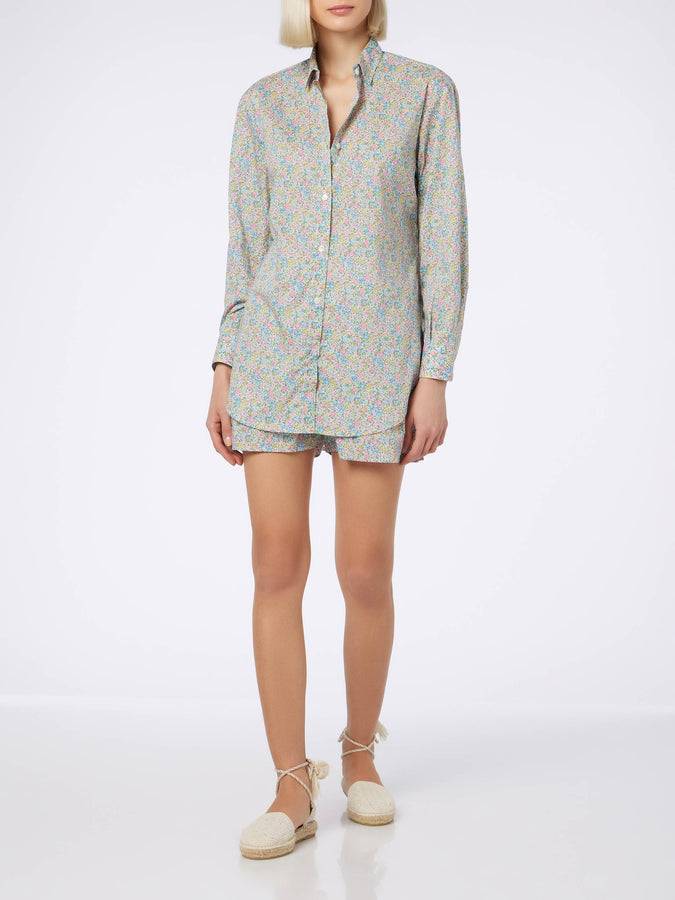 Mc2 Saint Barth Camicia over da donna in cotone con stampa Emma & Georgina Brigitte | REALIZZATO CON TESSUTO LIBERTY Solo un giorno rimasto