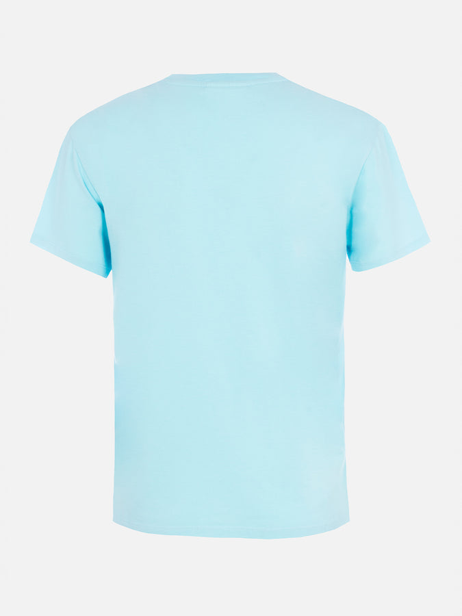 Mc2 Saint Barth Woman water green cotton jersey crewneck t-shirt Emilie with rhinestones Super sconto